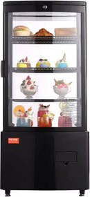 VEVOR Gekoelde vitrine Koelkastvitrine Gebakvitrine Bakkerijvitrine 85 L, 3-laags commerciële koelvitrine met LED-verlichting, TURBO-koeling en vorstvrije luchtkoeling voor cafés