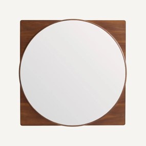 Ronde spiegel met walnoten lijst, hoogte 90 cm, NOTTERI