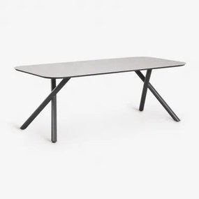 Rectangular Eettafel 200x95 Cm In Brinela Aluminium Grijs – Grafiet - Sklum