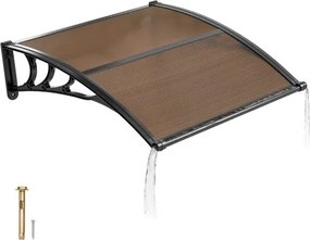 VEVOR luifel voor voordeur 965x1017 mm, aanbouwluifel, aanbouwluifel met afwatering en ABS-beugel, bescherming tegen regen, sneeuw en zon, polycarbonaat deurafdekking voor veranda en terras, bruin