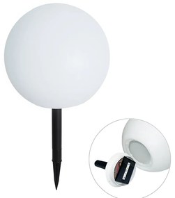 Buitenlamp wit 30 cm incl. LED IP44 solar RGBW - Ludger Modern IP44 Buitenverlichting rond