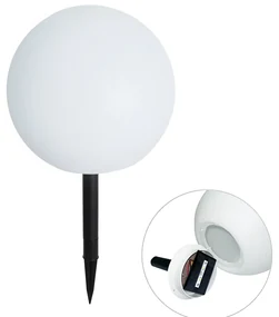 Buitenlamp wit 30 cm incl. LED IP44 solar RGBW - Ludger Modern IP44 Buitenverlichting rond
