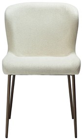 Dan-Form Glam Luxe Eetkamerstoel Boucle Wit En Antique Brass