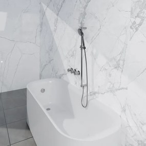 Fortifura Nebbio Badcombinatie-set - thermostaatkraan - glijstang met geïntegreerde wandaansluitbocht - gladde doucheslang - ronde handdouche - badvulcombinatie - chroom SW1183064 SW1111526 SW706209 SW496814 SW1108811 SW