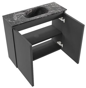 Mondiaz Ture DLux toiletmeubel 60cm dark grey met wastafel lava midden zonder kraangat