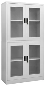 vidaXL Kantoorkast 90x40x180 cm staal en gehard glas lichtgrijs