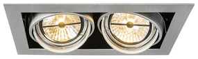 Set van 6 Grote Inbouwspot staal AR111 verstelbaar 2-lichts - Oneon QR111 / AR111 / G53 Binnenverlichting Lamp