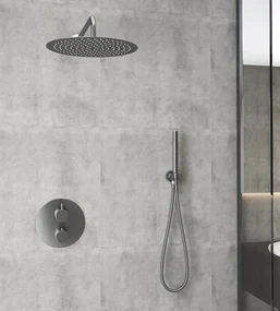 Saniclear Iron inbouw regendouche rond met 30cm hoofddouche en muurarm verouderd ijzer - gunmetal