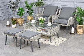 Bilbao Terras tuinmeubelen met 2 poefs Garden Point wit