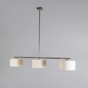 Moderne hanglamp staal met witte kappen 3-lichts - VT