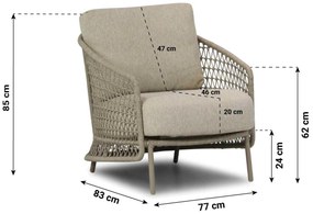Loungestoel Wicker Taupe-naturel-bruin 4 Seasons Puccini