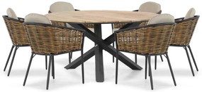 Tuinset Ronde Tuintafel 6 personen 150 cm Aluminium/wicker Grijs  Lifestyle Garden Furniture Nice/Fabriano