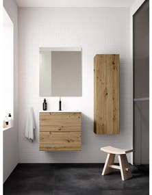 Adema Prime Balance Badkamermeubelset - 60x55x45cm - 1 rechthoekige keramische wasbak wit - 1 kraangat - 2 lades - rechthoekige spiegel - rustiek eiken SW724610/SW804530/SW1027165