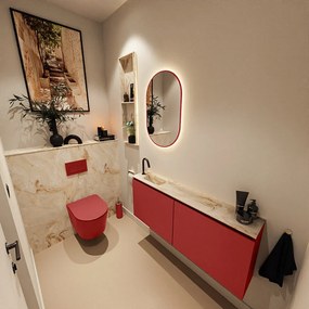 Mondiaz Ture DLux toiletmeubel 120cm fire met wastafel frappe links met kraangat