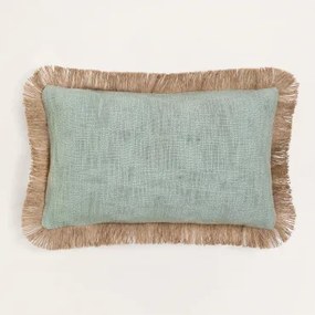 Rechthoekig Katoenen Kussen (30x50 Cm) Paraiba Celadon - Beige – Linnen - Sklum