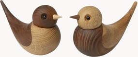 Handgemaakt decoratief object Soulmates van eikenhout, 2-delig
