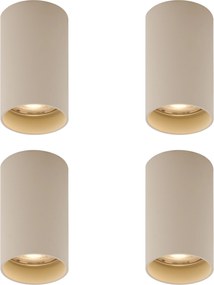 Set van 4 moderne opbouwspots beige GU10 50mm rond - Tuba