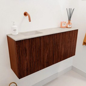Mondiaz Joya DLux 90cm toiletmeubel ruby met wastafel faye links zonder kraangat ostra
