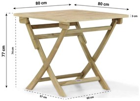Tuinset 2 personen 80 cm Teak Taupe Garden Collections Birmingham/Derby