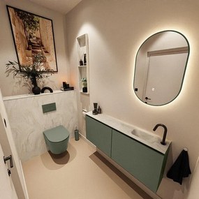 MONDIAZ TURE-DLUX 120cm toiletmeubel Army. EDEN wastafel Ostra positie rechts. Met 1 kraangat. TUREDX120ARMR1OST