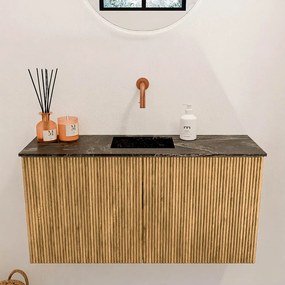 Mondiaz Joya DLux 80cm toiletmeubel oak met wastafel faye midden zonder kraangat lava