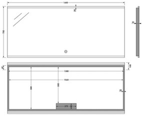 Brauer Jasper rechthoekige spiegel met verlichting 160x70cm