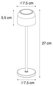 Buitenlamp met dimmer LED Tafellamp met dimmer mushroom zwart oplaadbaar incl. laadstation - Raika Modern IP65 Buitenverlichting Lamp