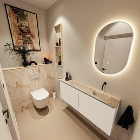 MONDIAZ TURE-DLUX 120cm toiletmeubel Talc. EDEN wastafel Frappe positie rechts. Zonder kraangat. TUREDX120TALR0FRA