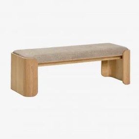 Rubberwood En Fineer Bank Lofren Natuurlijk Hout & ↔︎ 160 Cm & Mokka Bruine Stof - Sklum