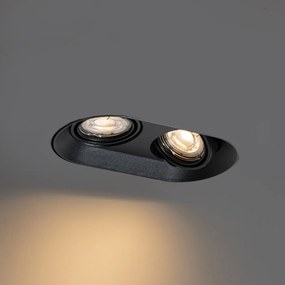 Set van 6 Afgeronde inbouwspot zwart GU10 50mm 2-lichts - Hubs