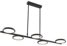 Moderne hanglamp zwart incl. LED 3-staps dimbaar 5-lichts - Vivé