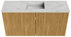 Mondiaz Joya DLux 80cm toiletmeubel oak met wastafel faye midden zonder kraangat opalo