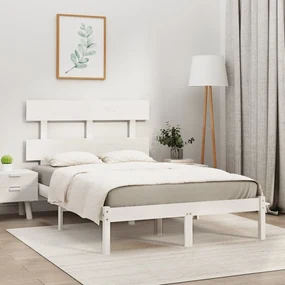 vidaXL Bedframe massief hout wit 150x200 cm 5FT King Size