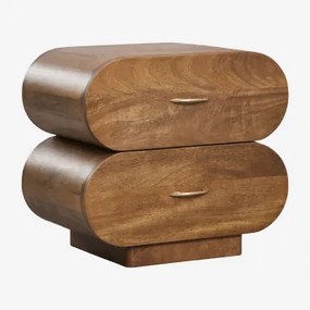 Pack Van 2 Nachtkastjes 55x35 Cm Van Mangohout Elaia Donker Handvat Hout - Sklum