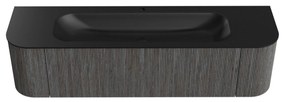 Mondiaz Kurve 170cm badmeubel ronding links/rechts shadow met 1 lade en 2 deuren en wastafel big large midden 1 kraangat urban