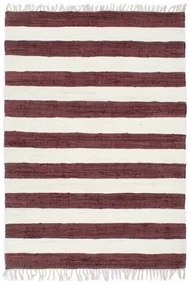vidaXL Vloerkleed chindi handgeweven 80x160 cm katoen bordeauxrood wit