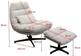 Kare Design Columbia Draai Fauteuil Met Voetenbank