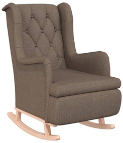 vidaXL Fauteuil met massief rubberwood schommelpoten stof taupe