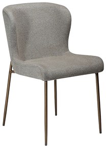 Dan-Form Glam Luxe Eetkamerstoel Boucle Grijsbruin En Antique Brass