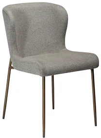 Dan-Form Glam Luxe Eetkamerstoel Boucle Grijsbruin En Antique Brass