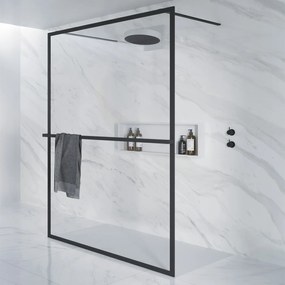 Riho Lucid GD401 vrijstaande douchewand 180x200cm mat zwart