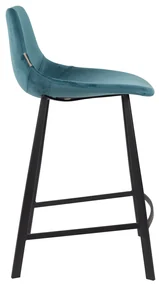Dutchbone Franky Lage Fluwelen Barstoel Blauw