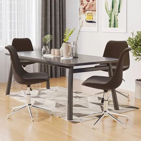 vidaXL Eetkamerstoelen draaibaar 4 st stof donkerbruin