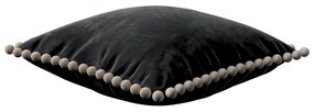 Dekoria Kussenhoes Wera met pompons, zwart 45 x 45 cm