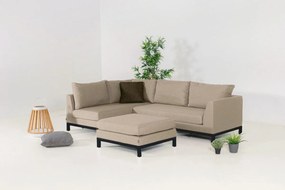 Flow. Square chaise sofa taupe chiné rechts All Weather loungeset  Sunbrella hoekbank Chaise longue loungeset outdoor textiel - weerbestendig