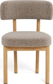 Mazzoni TORAY Latte Beige (stof Monza 60)/eiken naturel onderstel - GESTOFFEERDE EETKAMERSTOEL VOOR KEUKEN/EETKAMER