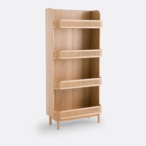 Wandrek boekenkast in rietwerk, Laora