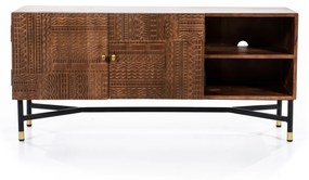 Eleonora Isa Tv-meubel Mangohout Met Houtsnijwerk Bruin - 130x40x60cm.