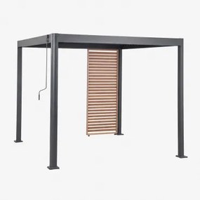 Bioclimatische Aluminiumpergola Met Lamellen En Druvia-paneel Grafietgrijs - Kastanjehoutbruin & Pergola Van 3x3 M Met 1 Paneel Van 90,5 Cm - Sklum
