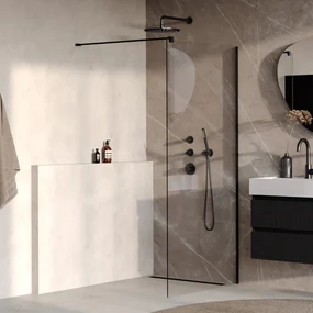 Brauer Oblivion inloopdouche helder glas 100cm zwart mat